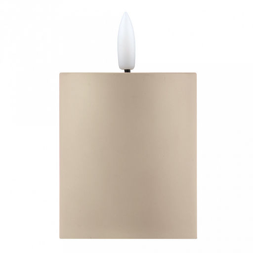 Свеча интерьерная, светодиодная на батарейках д6см h7,5(10)см, свет теплый, с мерцанием, матовый пластик, цвет бежевый, питание от 2-х батареек ААА (в комплект не входят) (Китай)
