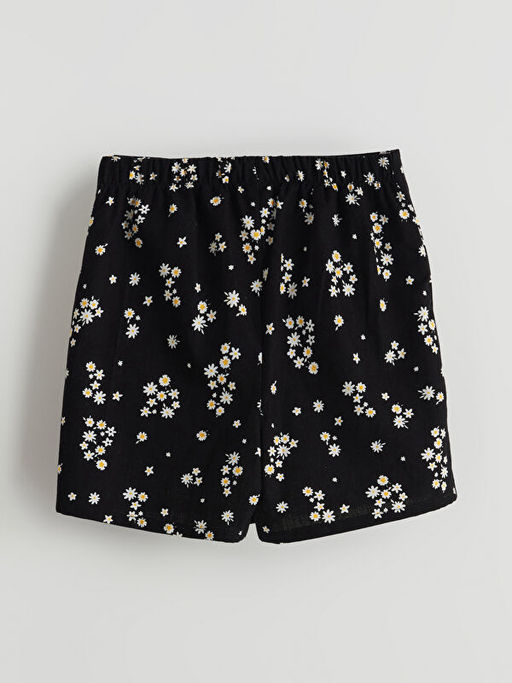 Beli Lastikli ?i?ekli K?z ?ocuk ?ort Etek