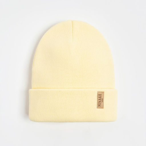 Шапка детская MINAKU: Cozy Winter с отворотом, цвет экрю, размер 52-56 (5-7 лет)