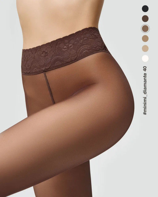 DIAMANTE 40 (кружевной пояс) (60/1) - cappuccino