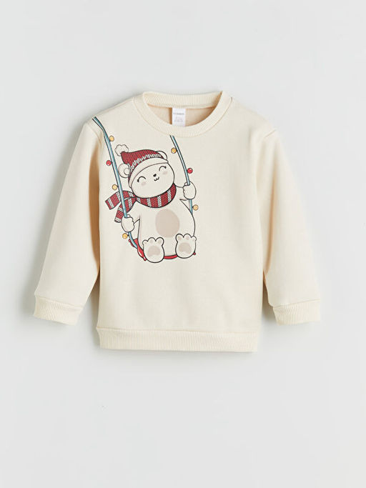 Bisiklet Yaka Bask?l? K?z ?ocuk Sweatshirt