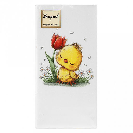Салфетки бумажные Bouquet Original de Luxe 33х33см, 2-х слойные, 20 штук в упаковке, 100% целлюлоза, Милый цыпленок (Россия)  фото 2