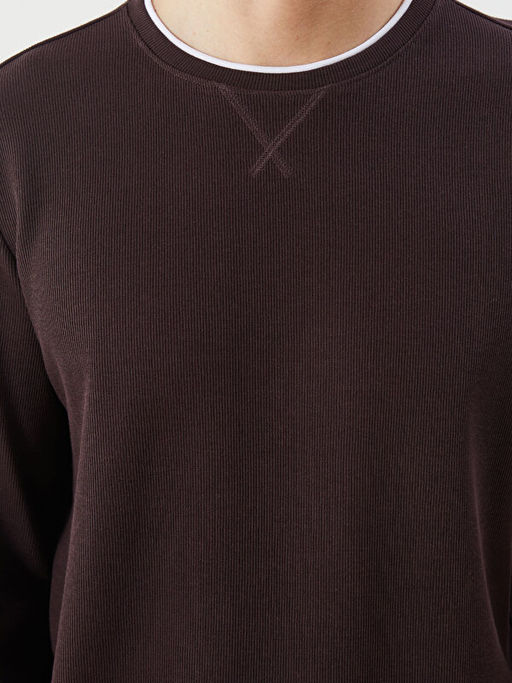 Bisiklet Yaka Uzun Kollu Erkek Sweatshirt