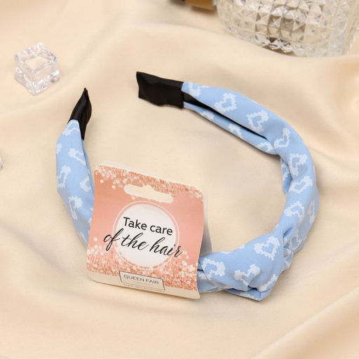 Цена за 2 шт. Ободок для волос «Джонс», сердца, 2.5 см, голубой