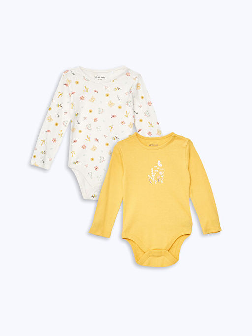 Bisiklet Yaka K?z Bebek ??t??tl? Bodysuit 2li