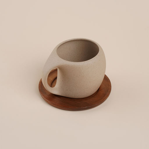 Кружка керамическая SL Home «Стоун форест», 220 мл, на деревянной подставке, d= 12 см