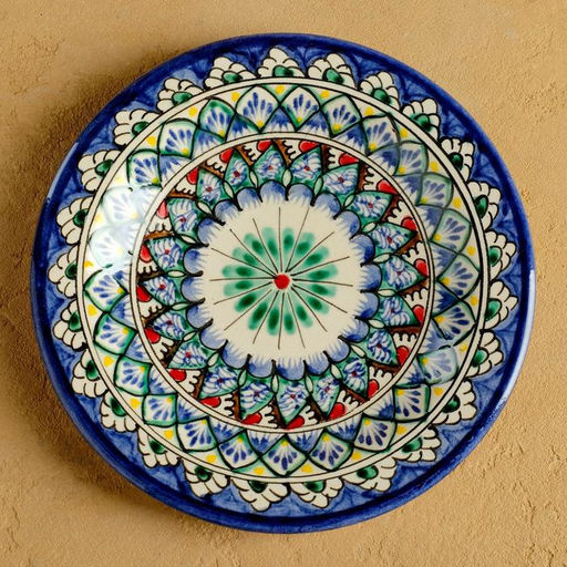 Тарелка Риштанская Керамика «Цветы», d=17 см, керамика, узор микс, синяя