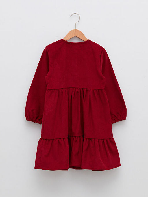 Bisiklet Yaka F?rf?r Detayl? Uzun Kollu Kadife K?z ?ocuk Elbise - Waikiki фото 2
