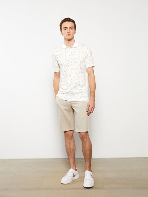 Polo Yaka K?sa Kollu Desenli Erkek Ti??rt