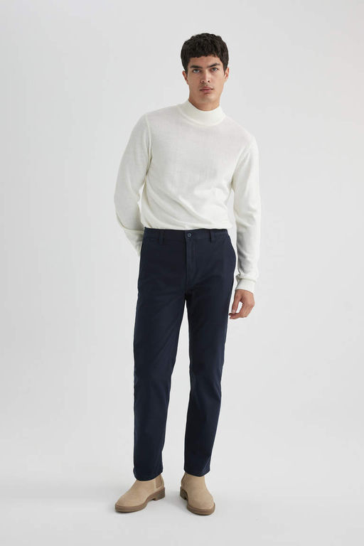Regular Fit Normal Kesim Gabardin Chino Kanvas Pantolon Yazl?k Fermuar Cepli Duz Paca - Defacto фото 3
