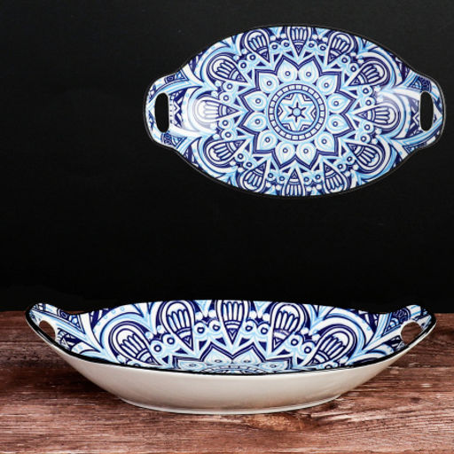 Блюдо с ручками овальное 27х15х5,5 см / ZY025 /уп 48/ - ГалеонТрейд фото 2