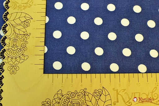 Штапель Крупный горох на джинсовом синем, ш.1.44м, вискоза-100%, 90гр/м.кв - Купава фото 5