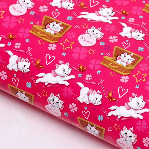 Цена за 10 шт. Бумага упаковочная глянцевая «Милая», 70x100 см, Коты аристократы