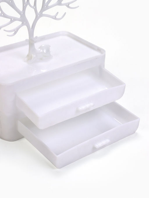 Шкатулка для украшений «Олень», 2 яруса, квадратная подставка,17×11×24.8 см, белая
