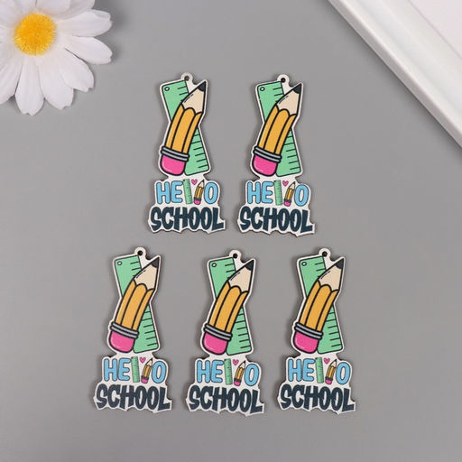 Декор для творчества дерево «Линейка и карандаш», набор 5 шт., 5.7×2.7×0.3 см