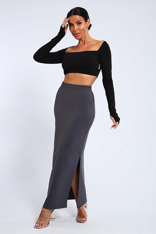 Юбка, футер (01056, черный макси) - Плиона фото 45