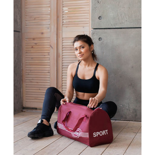 Сумка спортивная, отдел на молнии, длинный ремень, цвет бордовый - Simaland фото 7