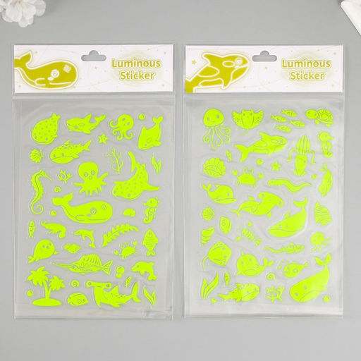 Наклейка фосфорная «Морские жители», 27×15.5 см, МИКС