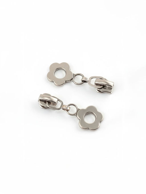 Цена за 2 шт. Бегунок для металлической молнии, №3, «Цветок», 10 шт., цвет никель