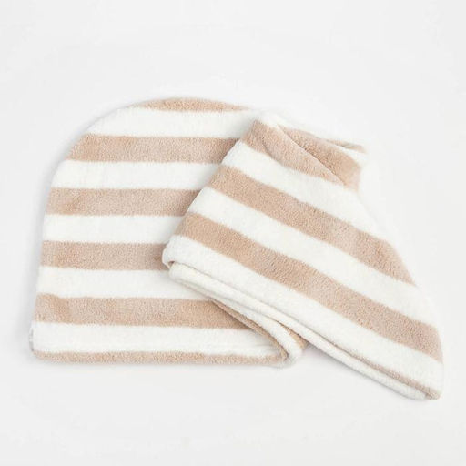 Чалма для сушки волос Этель Полоски, цв.бежевый, 65*25 см, 100% п/э  фото 3