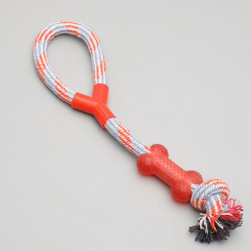 Игрушка тренировочная канатная с косточкой, до 120 г, до 40 см, микс цветов - Пижон фото 3