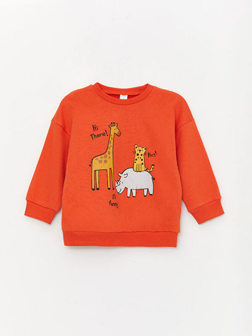Bisiklet Yaka Uzun Kollu Bask?l? Erkek Bebek Sweatshirt 2li - Waikiki фото 2