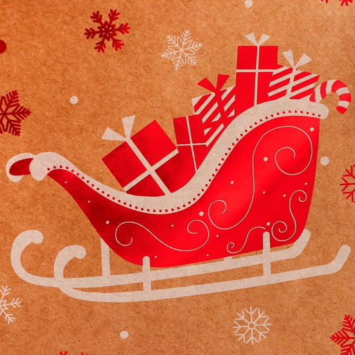 Цена за 12 шт. Пакет подарочный новогодний, крафт с тиснением, круглая ручка, Новогдние сани 15?21?8 см, 120 г - UPAK LAND фото 2