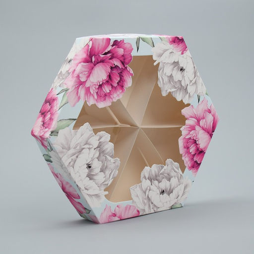 Цена за 5 шт. Коробка кондитерская, упаковка, «Пионы», 23 х 23х 4 см