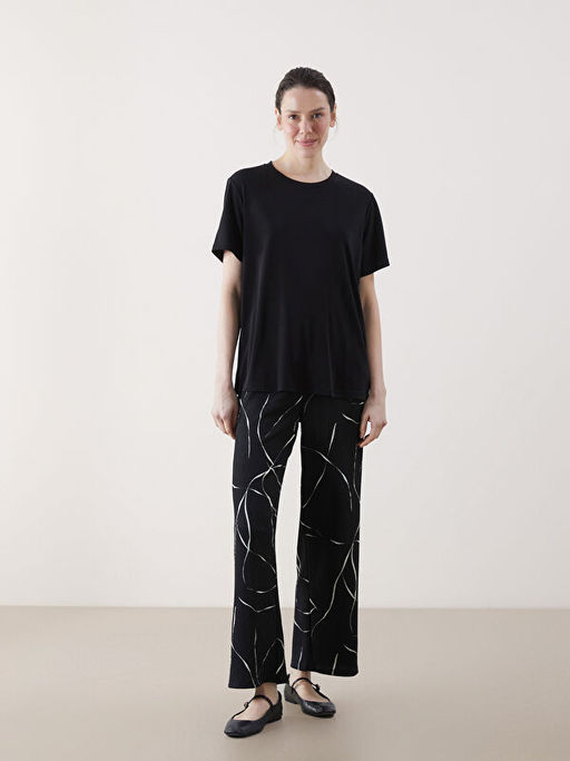 Beli Lastikli Desenli Kad?n Pantolon