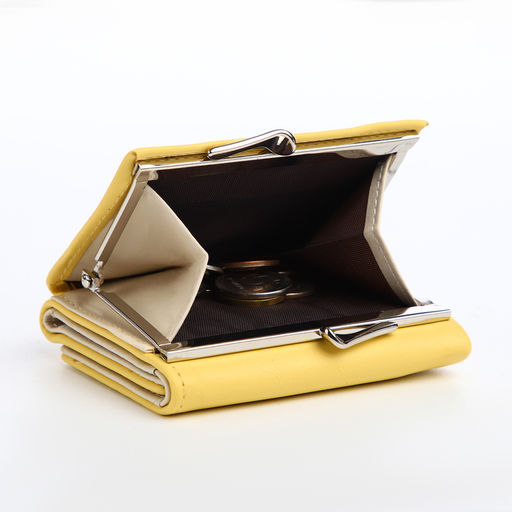 Кошелёк женский на кнопке, 10.5×3×8.5 см, однотонный, жёлтый