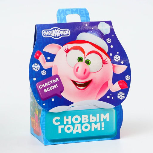 Цена за 5 шт. Подарочная коробка Новогодняя Домик Смешарики лицензия, для сладких подарков, 12?8.5?17.5 см (+2.2 см) - Simaland фото 2