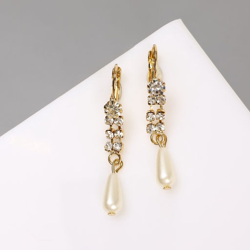 Серьги с жемчугом Колосок капля, цвет МИКС