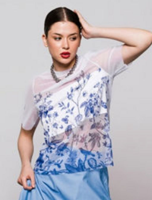 авторская футболка из сетки с шелковой вставкой - Sahar art lab фото 18