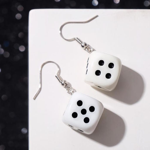 Серьги пластик Кости игральные кубики, цвет чёрно-белый - Qf фото 2