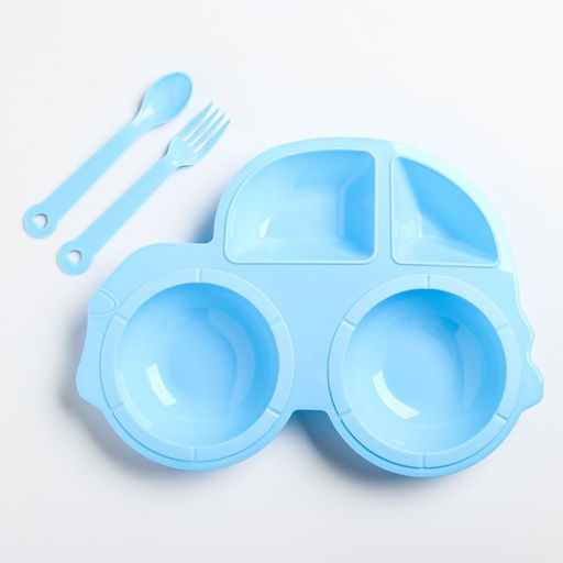 Тарелка детская с вилкой и ложкой, МИКС