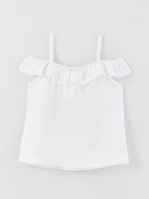 Kay?k Yaka Fisto Detayl? K?sa Kollu K?z ?ocuk Ti??rt - Waikiki фото 2