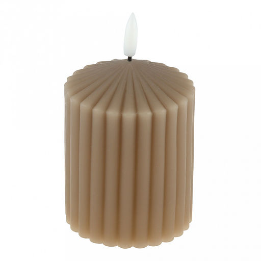 Свеча восковая, интерьерная, светодиодная на батарейках д7,4см h10(12,5)см, свет теплый, с мерцанием, цвет бежевый, питание от 2-х батареек АА (в комплект не входят), в коробке (Китай)