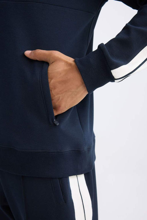 Темно-синий спортивный свитшот DeFactoFit стандартной посадки с воротником-стойкой и полумолнией  фото 5