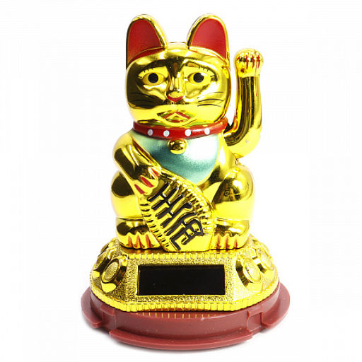 Манеки Неко оберег на процветание Манящий кот золотой на солнечной батарее - Сандаловый дом фото 3