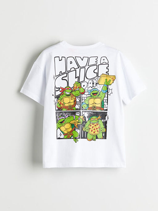 Bisiklet Yaka Ninja Kaplumba?alar Bask?l? K?sa Kollu Erkek ?ocuk Ti??rt