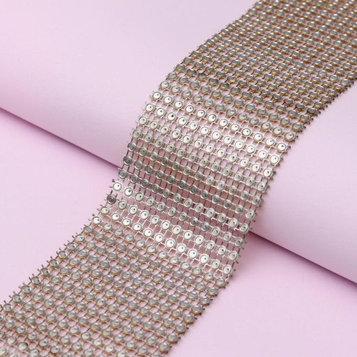 Лента с имитацией страз, 6 см, 9±1 м, цвет золотой