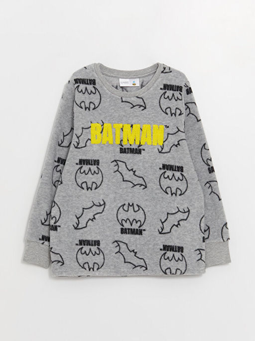 Bisiklet Yaka Batman Bask?l? Uzun Kollu Polar Erkek ?ocuk Pijama Tak?m? - Waikiki фото 2