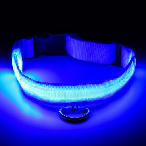 Ошейник с подсветкой, зарядка от USB, размер M, ОШ 37-46 см, 3 режима, голубой - Пижон фото 7