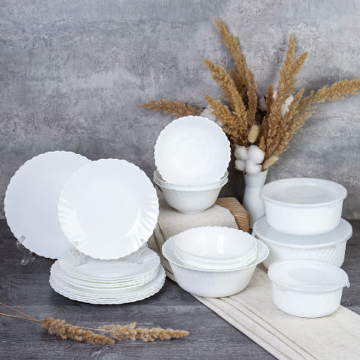 Столовый набор 22 предмета Тюльпан белый с салатниками / 19/LHK680 (WHITE) - Галеонтрейд фото 2