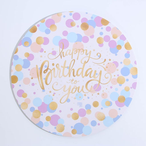 Цена за 5 шт. Подложка под торт усиленная, кондитерская упаковка, «С Днём Рождения», 28 см, 2,5 мм