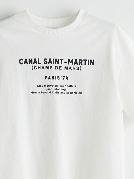 Bisiklet Yaka Paris Bask?l? K?z ?ocuk Ti??rt