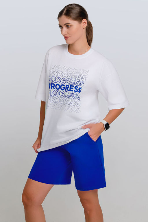 Арт. 51302 Костюм женский с шортами 42-50 (5 шт) Цвет:верх- белый, низ- вери-пери