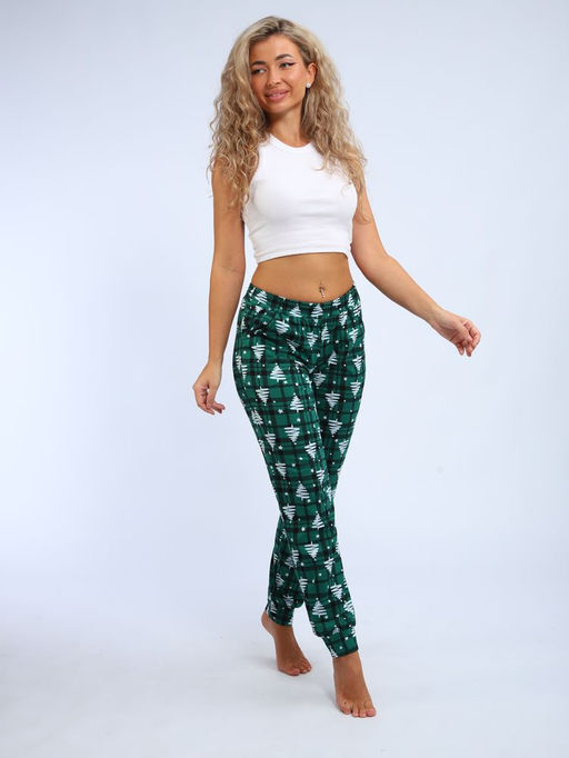 Брюки женские, модель 162, трикотаж (42 размер, Ёлочка, зеленый)