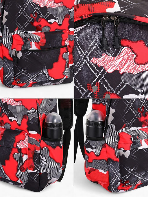 Рюкзак школьный на молнии, с карманами, с абстрактным принтом, размер 30?13?42 см, с принтом, чёрный