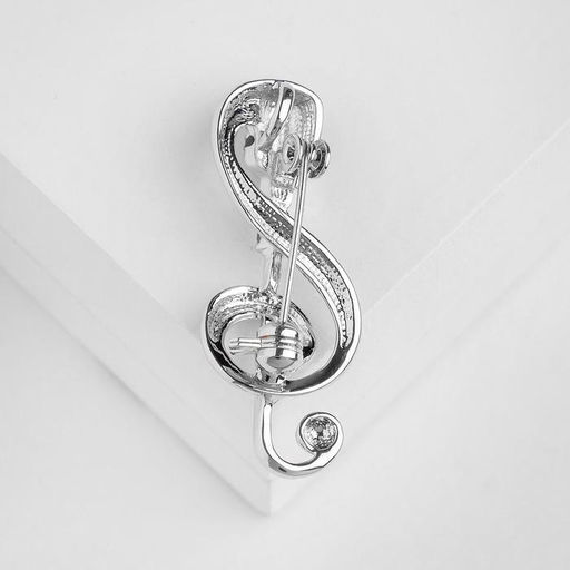 Брошь «Ретро микрофон» с нотой, цвет серебро